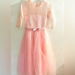 Flower Girl Lace Dress for Kids Wedding Pageant Formal Ball Gown Princess Tulle